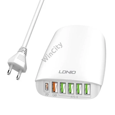 LDNIO A6573C EU 5USB, USB-C 65W Wall charger + Power cord