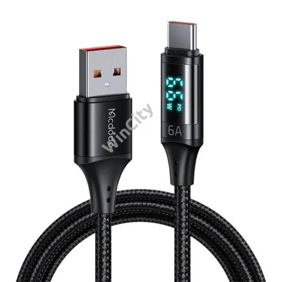 Cable USB to USB-C Mcdodo CA-1080 with display , 66W, 6A, 1.2m (black)