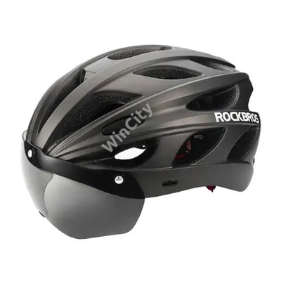 Rockbros TT-16 állítható kerékpáros sisak + szemüveg (fekete)