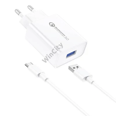 Foneng EU13 18W Wall Charger + USB to USB-C Cable, 3A (White)