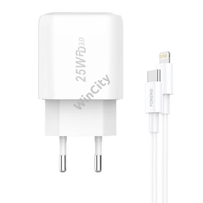 Fast charger Foneng 1x USB EU40 25W + USB C to Lightning cable