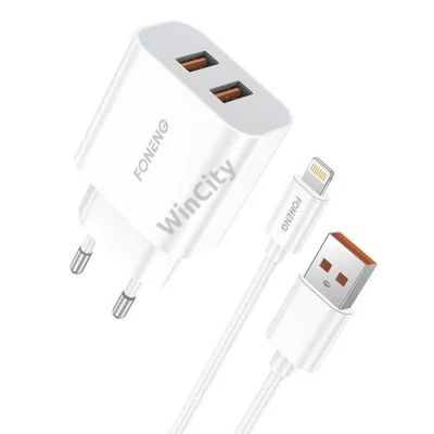 Fast charger Foneng 2x USB EU45 12W + USB Lightning cable