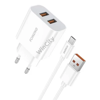 Fast charger Foneng 2x USB EU45 12W + USB Micro cable