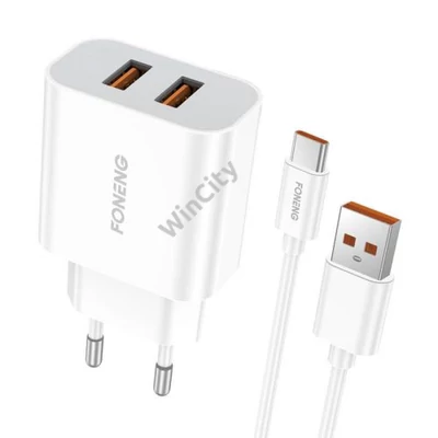 Fast charger Foneng 2x USB EU45 12W + USB Type C cable