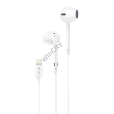 Foneng T28 Wired Earphones, Lightning, with remote Control (White)