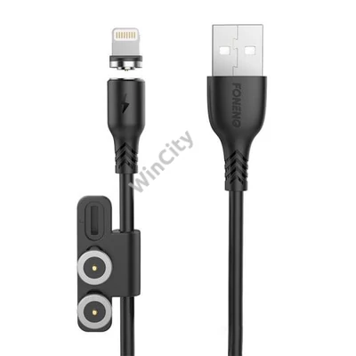 Foneng X62 Magnetic 3in1 USB to USB-C / Lightning / Micro USB Cable, 2.4A, 1m (Black)