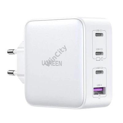 UGREEN Nexode 15337 hálózati töltő, 3xUSB-C, USB-A 3.0, PD3.0, QC4.0, GaN, 100W (fehér)