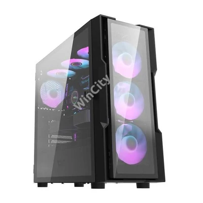 Darkflash DK431 Glass számítógépház + 4 RGB ventilátor (fekete)