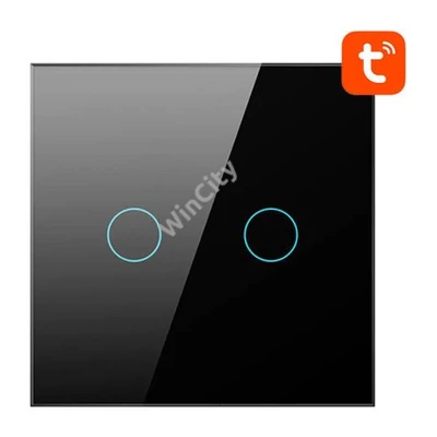 ZigBee Avatto LZTS02-EU-B2 érintőkapcsoló kettős semleges TUYA (fekete)