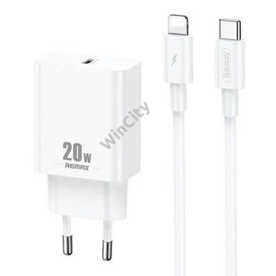 Wall charger Remax, RP-U5, USB-C, 20W (white) + Lightning cable