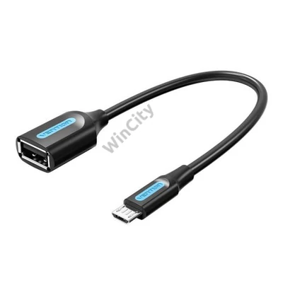 Adapter cable OTG micro USB male to USB-A female Vention CCUBB 2A 0.15m (Black)