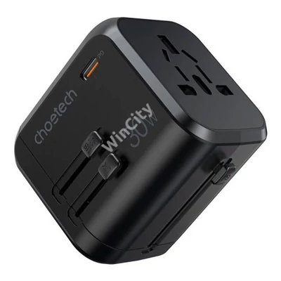 Choetech PD5008 travel charger, 3xUSB-A, 2xUSB-C, GaN, 35W, US/EU/UK/AU (black)