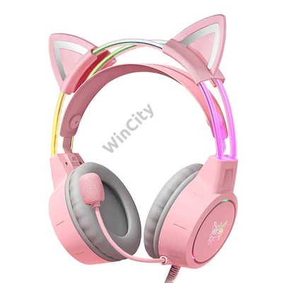 ONIKUMA X15Pro Gaming fejhallgató rózsaszín/macskafülek