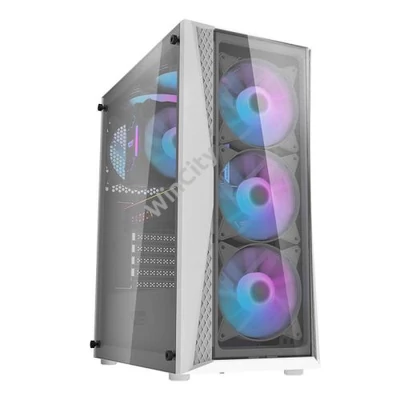 Darkflash DK352 Plus számítógépház + 4 ARGB ventilátor (fehér)