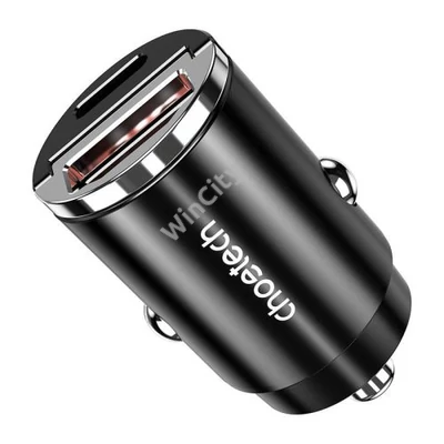 Car Charger Choetech TC0006 1x USB-A, 1x USB-C 30W PD 3.0 (black)