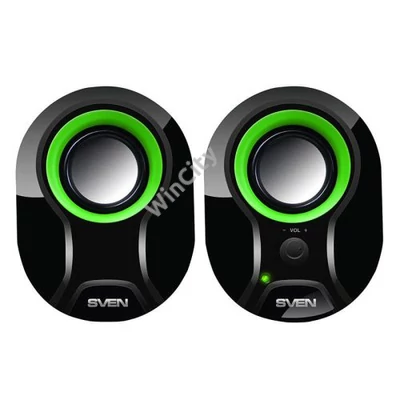 Speakers SVEN 290, 5W USB  (black-green)