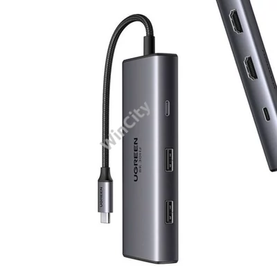 UGREEN CM498 6 az 1-ben adapter USB-C - 2x USB-A 3.0, USB-C 3.0, 2xHDMI, PD