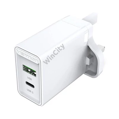 USB-A, USB-C Wall Charger Vention FBBW0-UK 18W/20W UK White