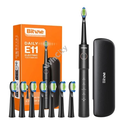 Sonic toothbrush with tips set and travel case BV E11 (Black)