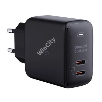 Wall Charger Aukey PA-B4T, 2xUSB-C, 45W (black)