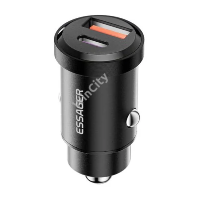 Car Charger USB-A+USB-C 30W Essager (black)