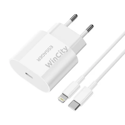 Charger USB-C 20W Essager with USB-C to Lightning cable (white)