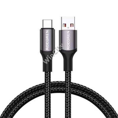 Fast Charging cable Rocoren USB-A to USB-C Retro Series 1m 3A (grey)