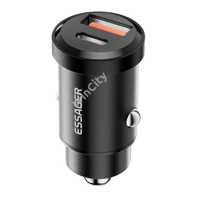 Car Charger 1xUSB-A 1xUSB-C 45W Essager (black)