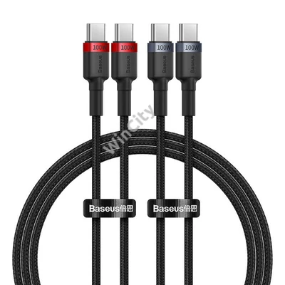 Cable Baseus Cafule USB-C to USB-C 100W,1m, 2psc (Red Black, Grey Black)