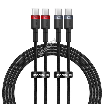 Cable Baseus Cafule USB-C to USB-C 100W,2m, 2psc (Red Black, Grey Black)