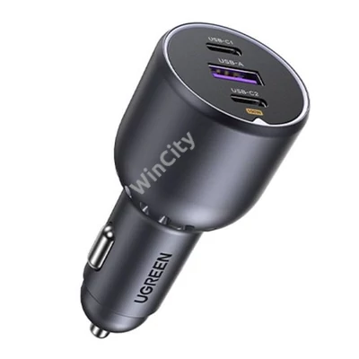 UGREEN EC705 2x USB-C + USB autós töltő, 130W (fekete)