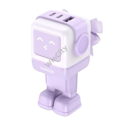 UGREEN Nexode RG (Robot GaN) hálózati töltő, USB + 2x USB-C, 65W (lila)