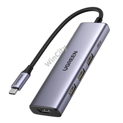 UGREEN CM511 hub/adapter, 3x USB, USB-C, HDMI 4K 30Hz, PD 100W (szürke)