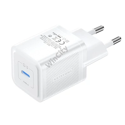 Wall charger, Vention, FEPW0-EU, USB-C, 20W, GaN (white)