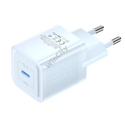 Wall charger, Vention, FEPL0-EU, USB-C, 20W, GaN (blue)