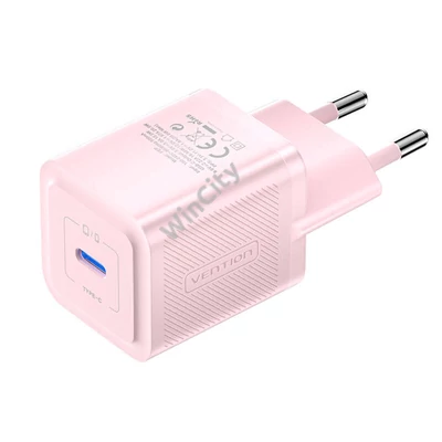 Wall charger, Vention, FEPP0-EU, USB-C, 20W, GaN (pink)