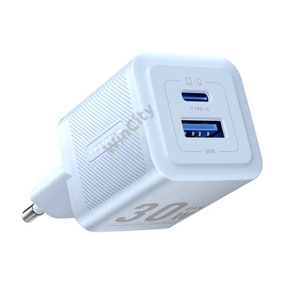 Wall charger, Vention, FEQL0-EU, USB-C + USB- A, 30W/30W, GaN (blue)