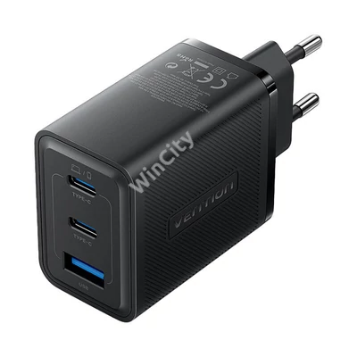 Wall charger, Vention, FERB0-EU, 2xUSB-C, USB- A, 65W/65W/30W, GaN (black)