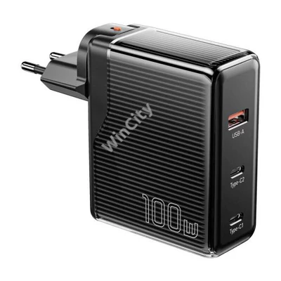 Wall charger, Essager, ECT2CA-ZXB01-Z, GaN, USB-A, USB-C 100W (black)