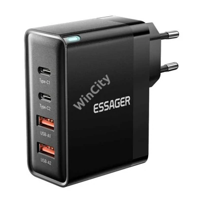 Wall charger, Essager, ECT2CA-QYB01-Z, 2xUSB-C, 2xUSB-A, 100W (black)