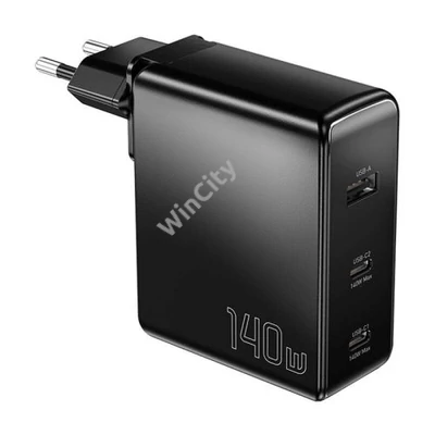 Wall charger, Essager, ECT2CA-MQB01-Z, 2xUSB-C, USB-A, 140W (black)