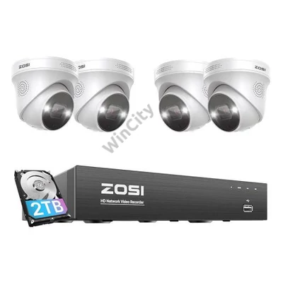 IP Camera ZOSI C225 4 pcs WiFi 5MP + NVR 8ch + 2TB HDD