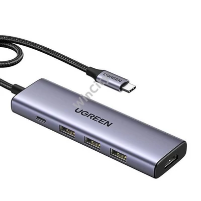 UGREEN CM511 hub, USB-C, HDMI 4K 60Hz, 3x USB 3.0 5Gbps, PD 100W (ezüst)