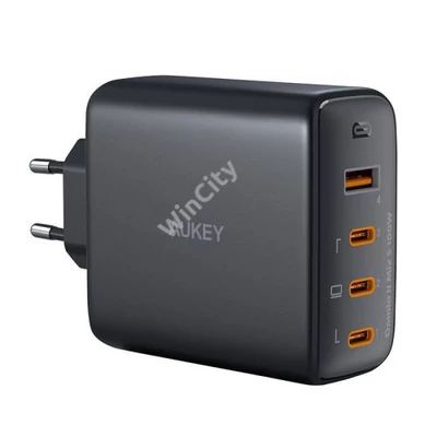 Wall charger Aukey PA-B7S, 1xUSB-A, 3xUSB-C, 100W GaN (black)