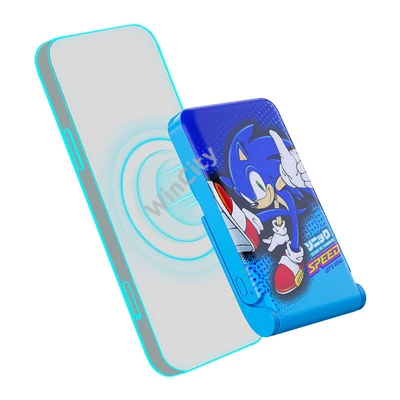 Magnetic powerbank OTL 5000 mAh, USB-C 15W, Sonic The Hedgehoh with stand (blue)