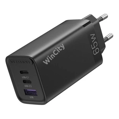 Vention FEDB0-EU 2xUSB-C 1xUSB-A 65W/30W/30W GaN network charger (black)