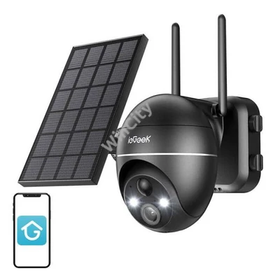 Wireless 5MP WiFi outdoor camera ieGeek ZS-GX4S black with solar panel