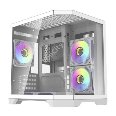 Darkflash FT350 számítógépház + 5 ARGB ventilátor (fehér)
