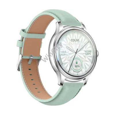 COLMI L28 okosóra (ezüst-zöld + zöld bőr szíj)