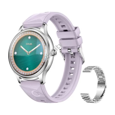 COLMI L28 okosóra (ezüst-lila + ezüst acél szíj)